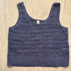 Navy Blue Crochet Women's Cropped Top